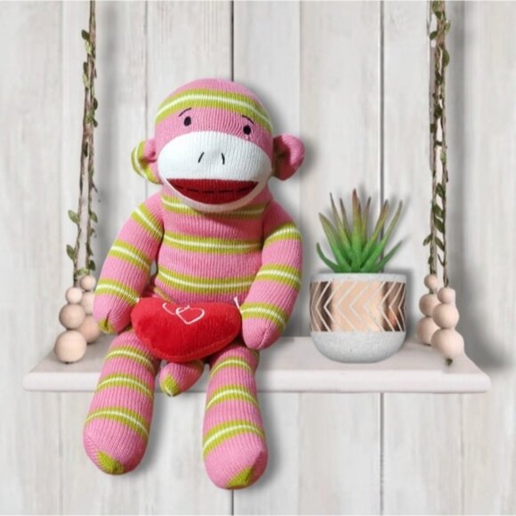 VINTAGE DAN DEE RED LIPS SOCK MONKEY STUFFY- Limited Edition - Picture 1 of 8